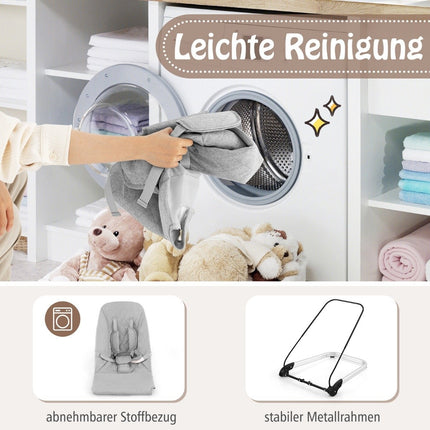 Balançoire pliable pour bébé, avec ceinture de sécurité à 5 points, siège à bascule Portable, gris