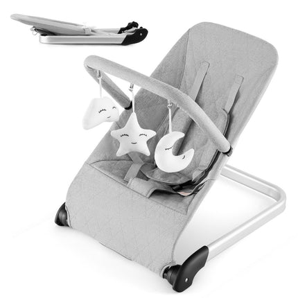 Balançoire pliable pour bébé, avec ceinture de sécurité à 5 points, siège à bascule Portable, gris