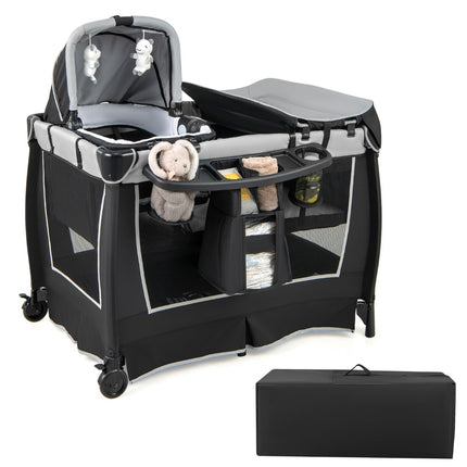 Lit de voyage pour bébé 6 en 1, berceau à bascule, table à langer