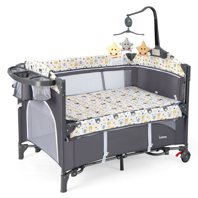Reisebett 5-in-1, Matratze, Wickeltisch
