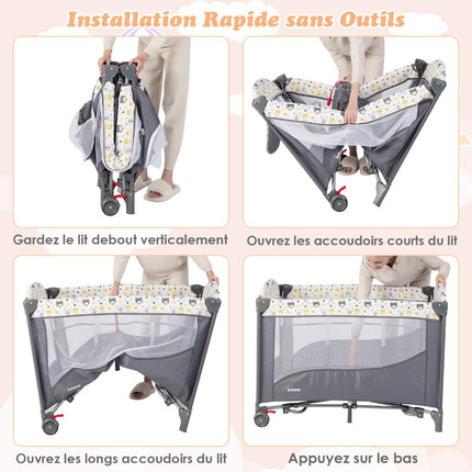 Reisebett 5-in-1, Matratze, Wickeltisch