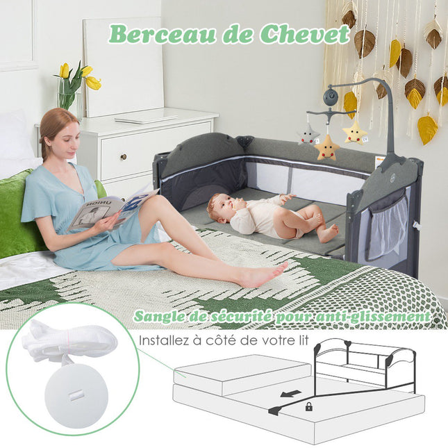 Reisebett 5-in-1 mit Matratze, Wickeltisch