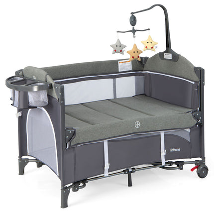 Reisebett 5-in-1 mit Matratze, Wickeltisch