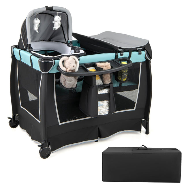 Lit de voyage pour bébé avec parc, 6 en 1, berceau à bascule et table à langer
