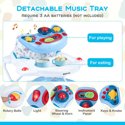 Trotteur pour bébé 6 en 1, pliable, hauteur réglable, plateau musical