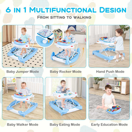 Trotteur pour bébé 6 en 1, pliable, hauteur réglable, plateau musical