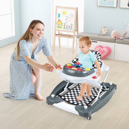 Trotteur pour bébé, pliable 6 en 1, hauteur réglable, plateau musical