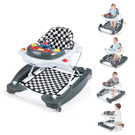Trotteur pour bébé, pliable 6 en 1, hauteur réglable, plateau musical