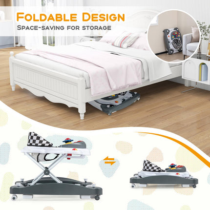 Trotteur pour bébé, pliable 6 en 1, hauteur réglable, plateau musical