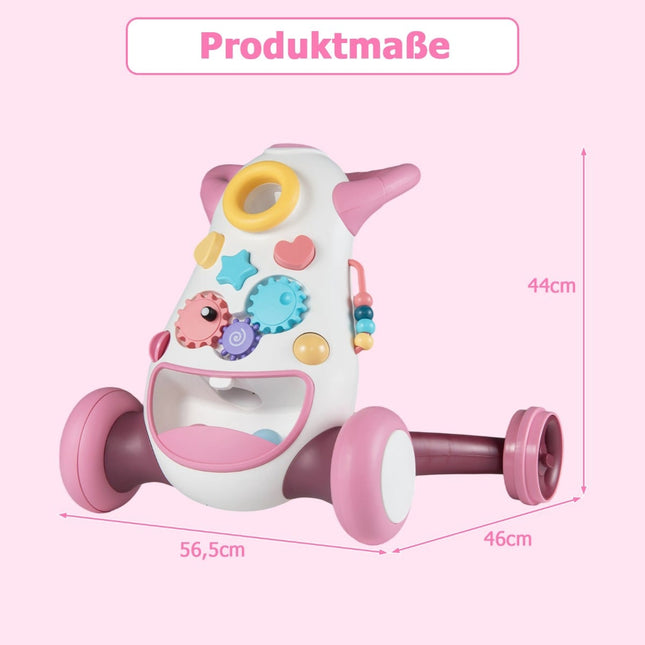 Trotteur pour bébé avec musique et lumières, jeux Montessori, rose