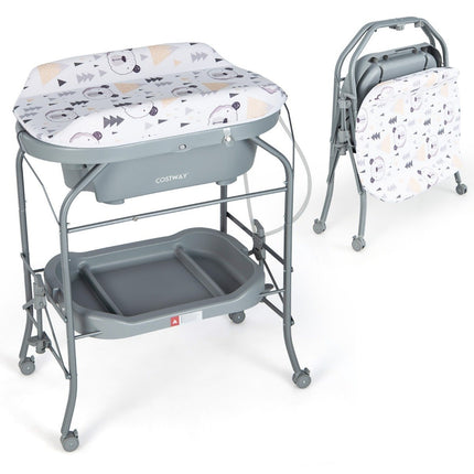 Table à langer avec baignoire Table à langer portable avec housse PVC Gris