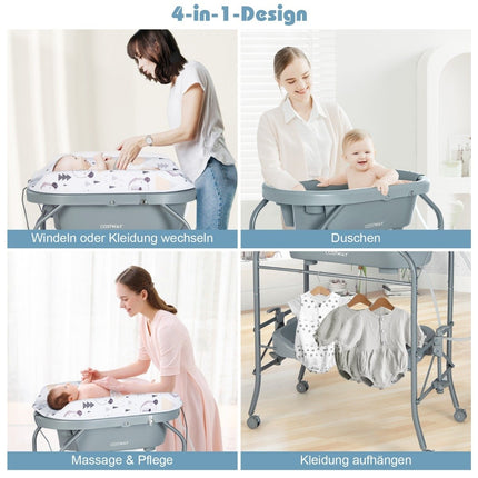 Table à langer avec baignoire Table à langer portable avec housse PVC Gris