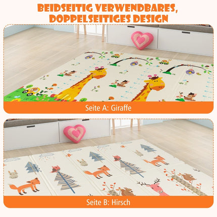 Tapis de jeu pliable pour bébé, tapis rampant double face en matériau XPE, girafe cerf