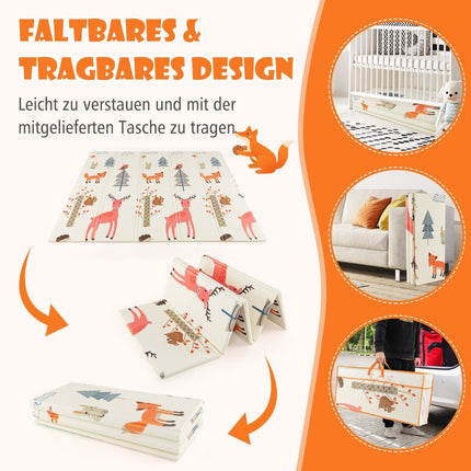 Tapis de jeu pliable pour bébé, tapis rampant double face en matériau XPE, girafe cerf