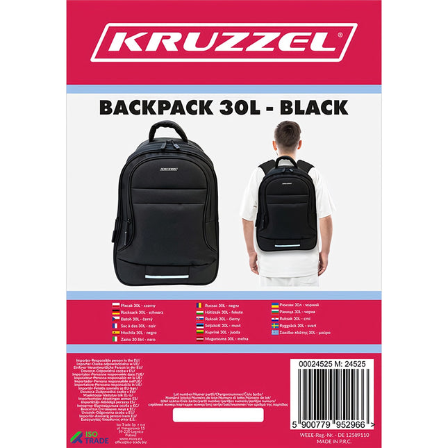 Rucksack 30L - schwarz Kruzzel 24525