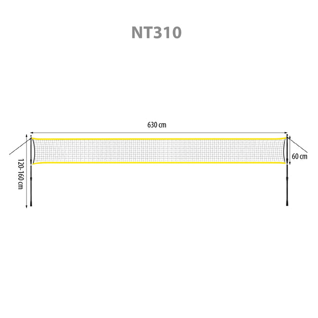 Badmintonnetz mit Teleskopstangen, 600x60 cm, volle Abdeckung