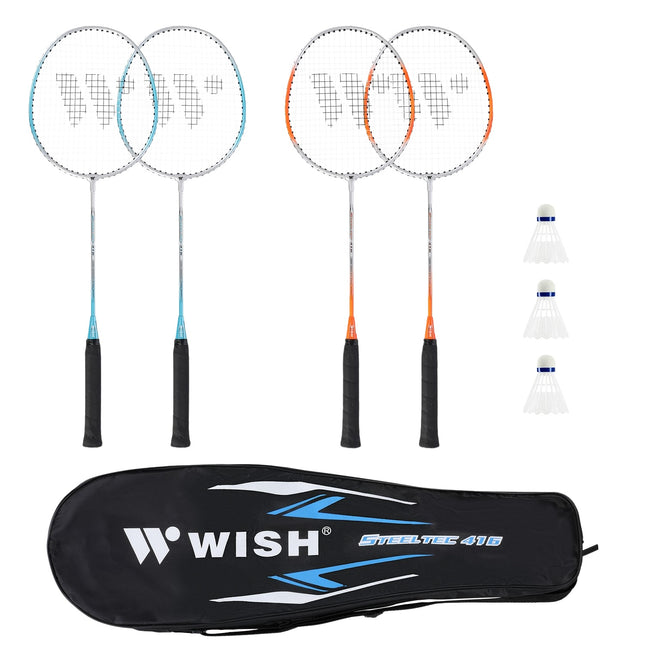 Badminton-Schläger-Set – 2 Spieler, Stahl, inklusive Federbälle