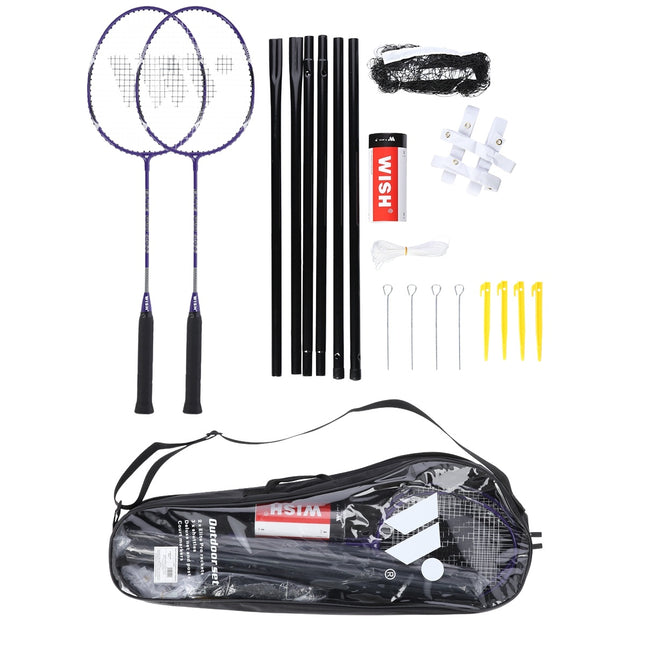 Badmintonschläger-Set, 2 Schläger, 3 Federbälle, Netz