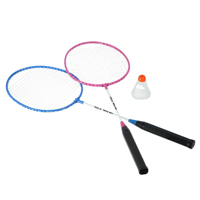 Badmintonschläger-Set – Stahl, 2 Schläger + Federball