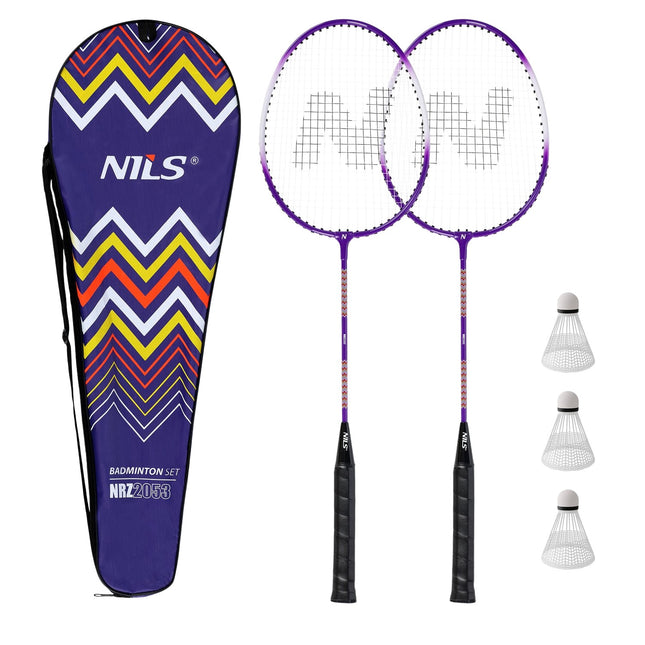 Badminton Set: 2 Aluminiumschläger, 3 Federbälle, Hülle