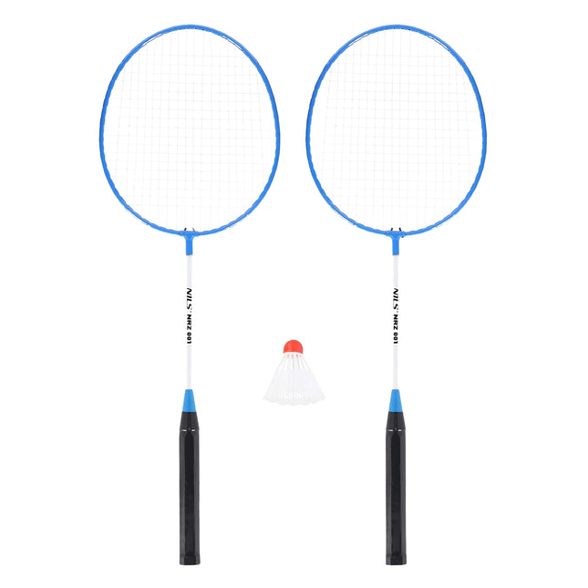 Ensemble de badminton - 2 raquettes, bleu, volants inclus