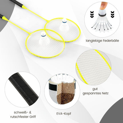 Support de filet de badminton, jeu de volant portable avec raquettes, ensemble complet de badminton noir
