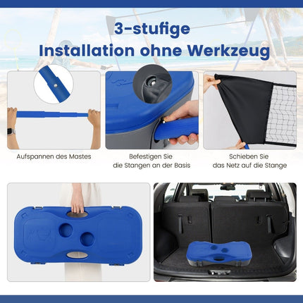 Support de filet de badminton, jeu de volant portable avec raquettes, ensemble complet de badminton bleu