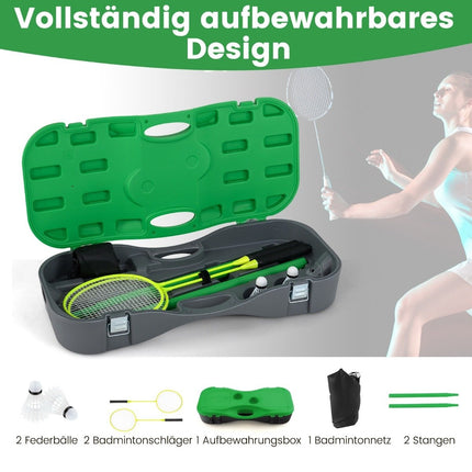 Support de filet de badminton, jeu de volant portable avec raquettes, ensemble complet de badminton vert