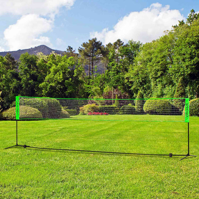 Badminton- und Volleyball-Set mit Netz, Federbällen, 4 Schlägern