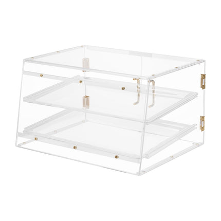 Bakery Display Case, 2-Tier Acrylic, Magnetic Rear Doors