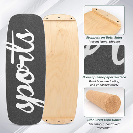 Balance Board Trainer mit Korkrolle, Stoppern, 73x27 cm