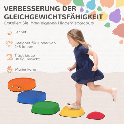 Balanciersteine für Kinder, 5er-Set, rutschfest, ab 2-8 Jahren