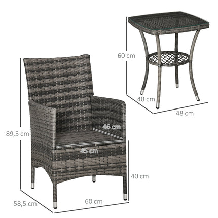 Rattan-Balkonmöbel für 2 – dunkelgrau für den Außenbereich
