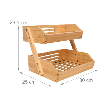 Étagère à fruits à 2 niveaux en bambou - Rangement ouvert pour la cuisine