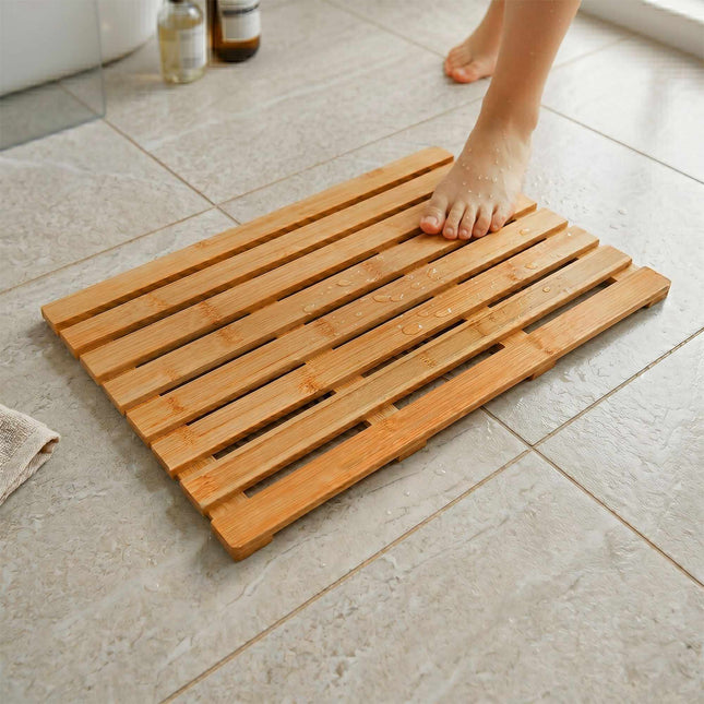 Tapis de bain en bambou antidérapant, pour douche, bain et sauna