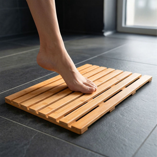 Tapis de bain en bambou antidérapant, pour douche, bain et sauna