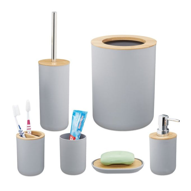 Ensemble de 6 accessoires de salle de bain en bambou