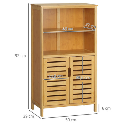 Bambus-Badschrank mit Lamellentüren, Kippschutz-Design
