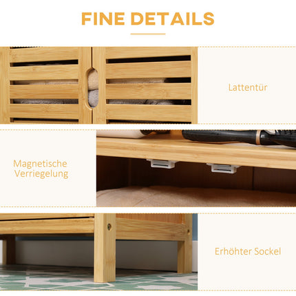 Bambus-Badschrank mit Lamellentüren, Kippschutz-Design