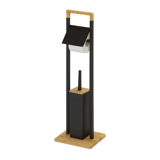 Ensemble de salle de bain en bambou avec brosse et support pour WC