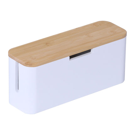 Boîte à câbles en bambou avec couvercle magnétique, compatible avec un câble à 6 prises