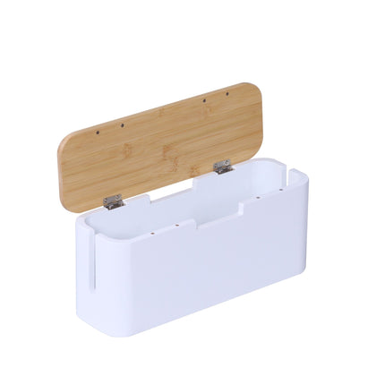 Boîte à câbles en bambou avec couvercle magnétique, compatible avec un câble à 6 prises