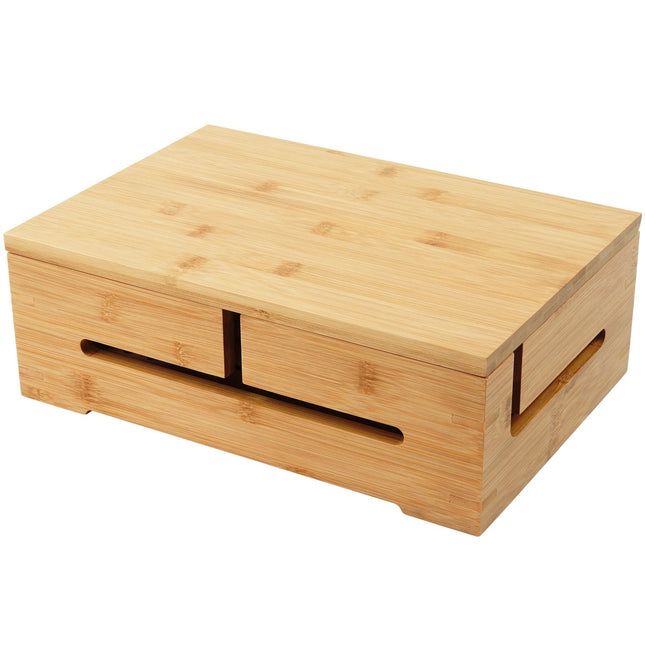 Kabelaufbewahrungsbox aus Bambus mit Deckel – Kabelmanagement