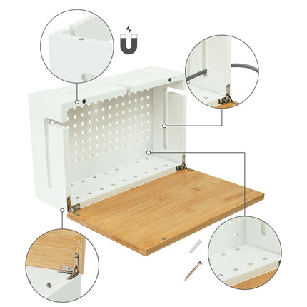 Boîte de rangement pour câbles en bambou avec couvercle - Dissimulez les multiprises