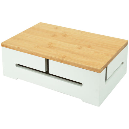 Boîte de rangement pour câbles en bambou avec couvercle - Dissimulez les multiprises