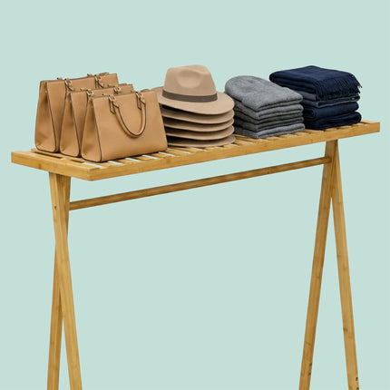 Bambus-Garderobe mit Ablagen, Natur lackiert