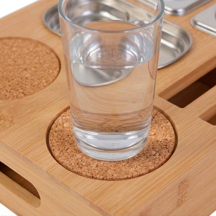 Bar à goûter Bamboo Couch - 3 bols en acier inoxydable, porte-gobelets