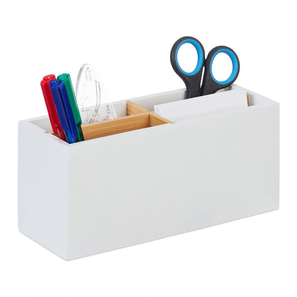 Organiseur de bureau en bambou avec 4 compartiments