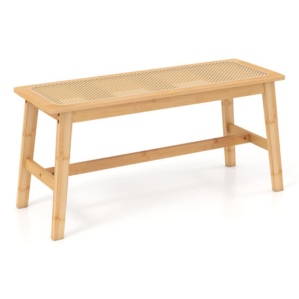 Banc de salle à manger en bambou avec assise en rotin, 100 cm, naturel
