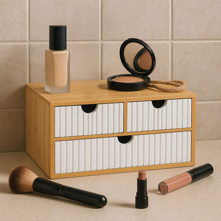 Organiseur de tiroir en bambou, 3 tiroirs, multi-usage